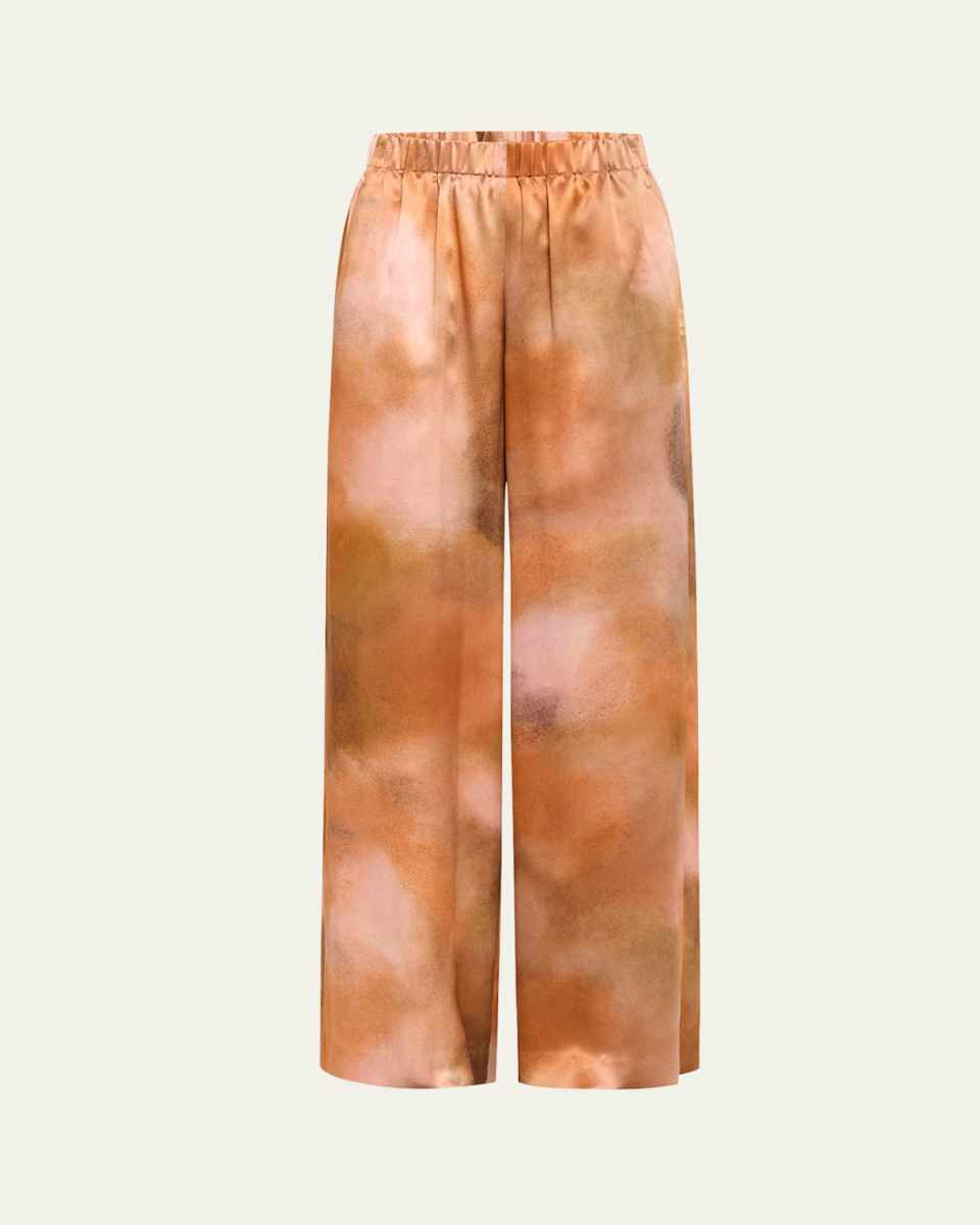 Riverside Silk Straight-Leg Pull-On Pants